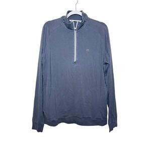 Travis Mathew Mens Quarter Zip Long Sleeve Pullover Blue Size L Golf Athleisure